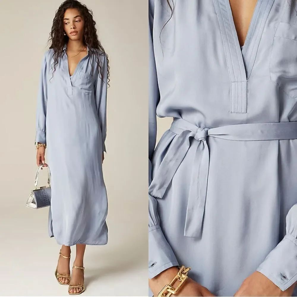 NWT J CREW Bungalow dress in drapey viscose twill in Light Lakeshore